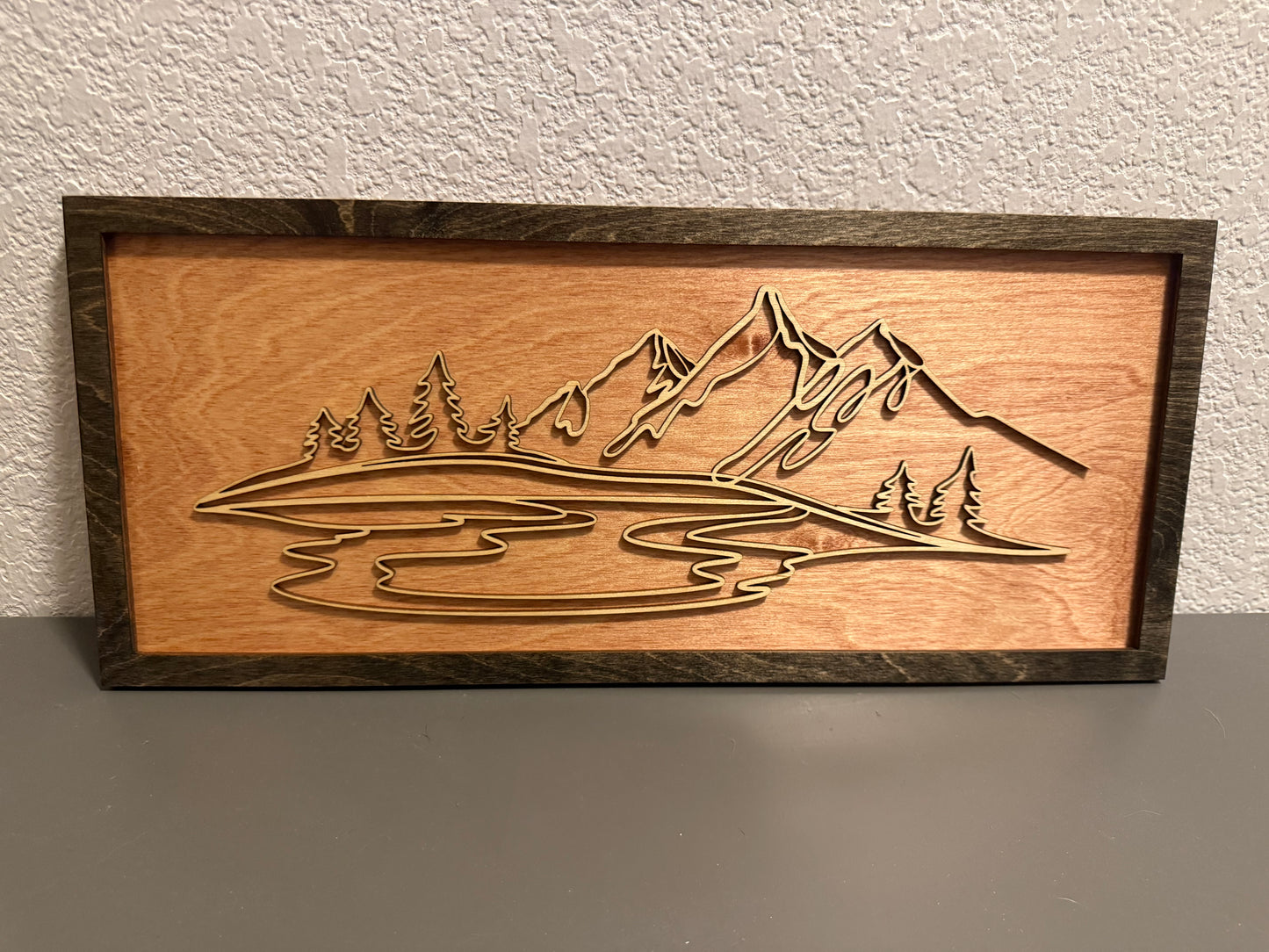 Mountain & Lake Scene Laser Cut Wall Art